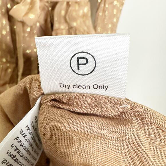 Rococo Sand Aine One Shoulder Tan Gold Ruffle Mini Dress Medium - Picture 10 of 11